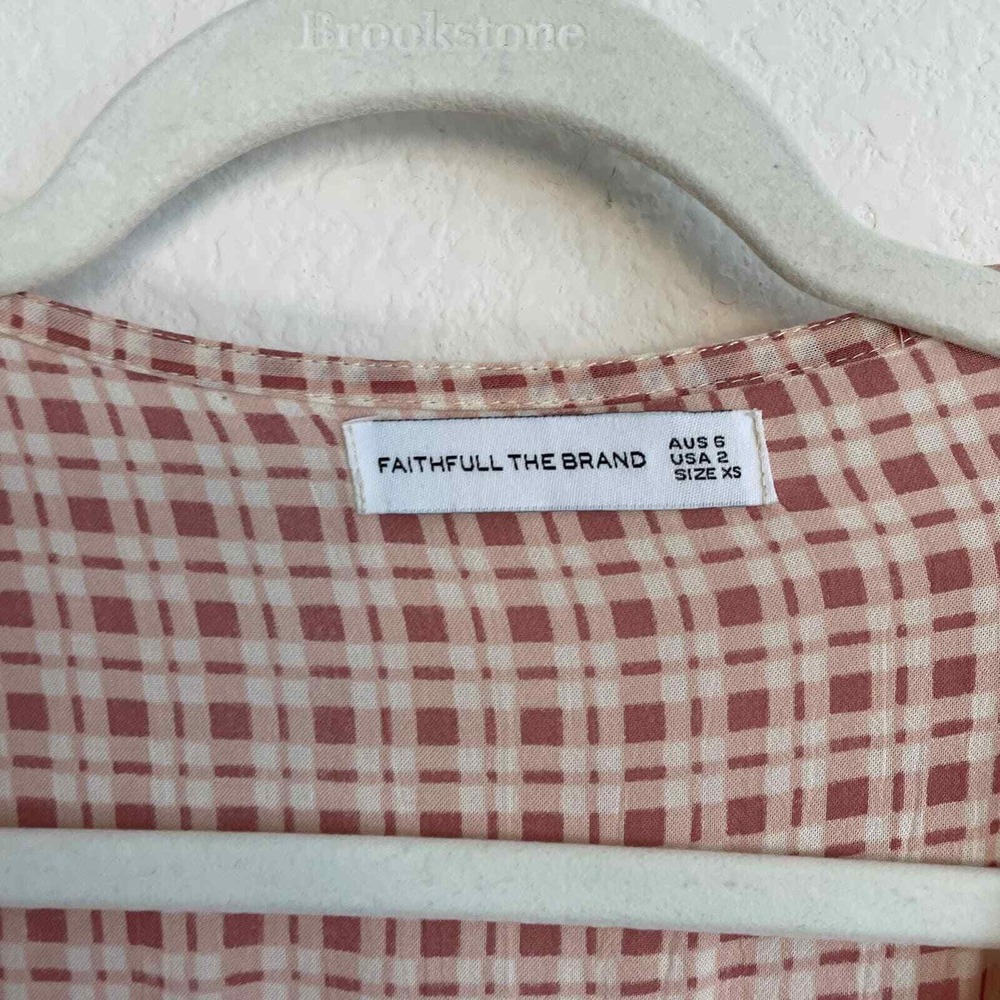 Faithful‎ the Brand Revolve Maple Pink Plaid Cut Out Midi Dress 2 - Picture 10 of 15
